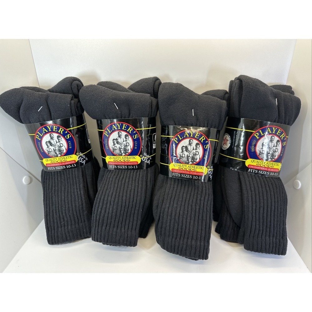 DeSoto Players Club Over the Calf Cotton Tube Black Socks 10-14 Full Cushion